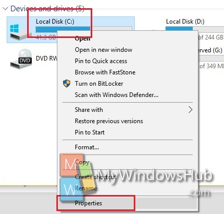 C drive properties check a drive for errors in Windows 10 