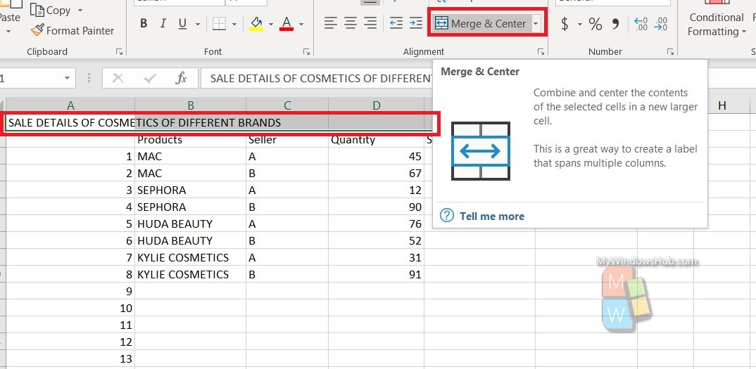 how to merge and unmerge cells in ms excel