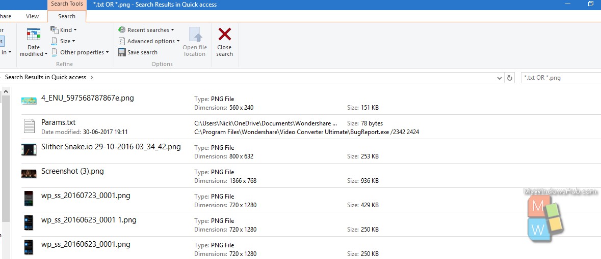 search for specific file type in onedrive