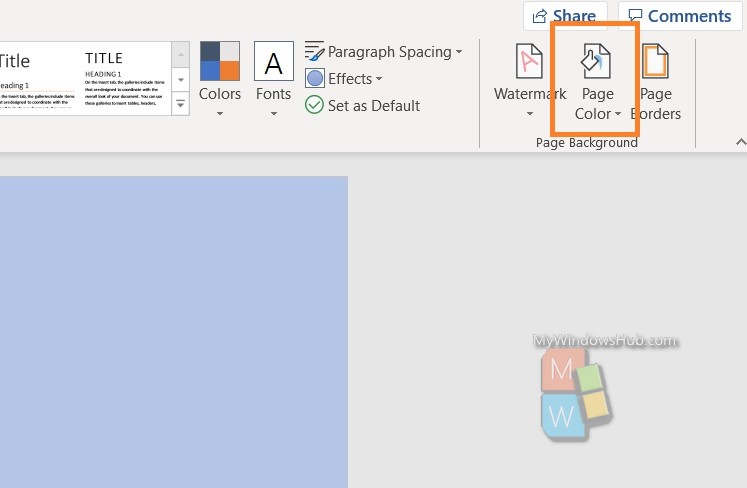 ms word page color