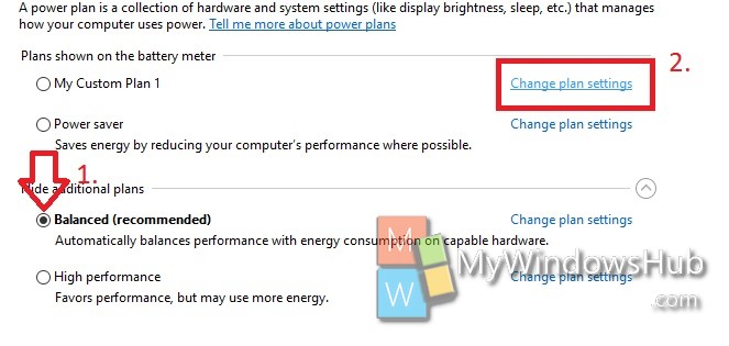 Change Custom power Plan