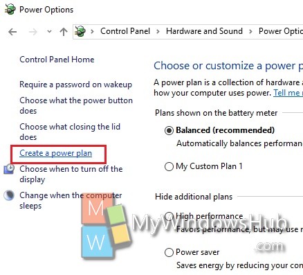 Create a custom power plan