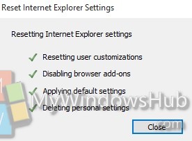 resetting internet explorer 10