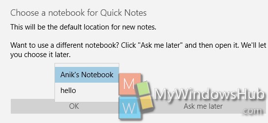 choose a notebook for quick notes