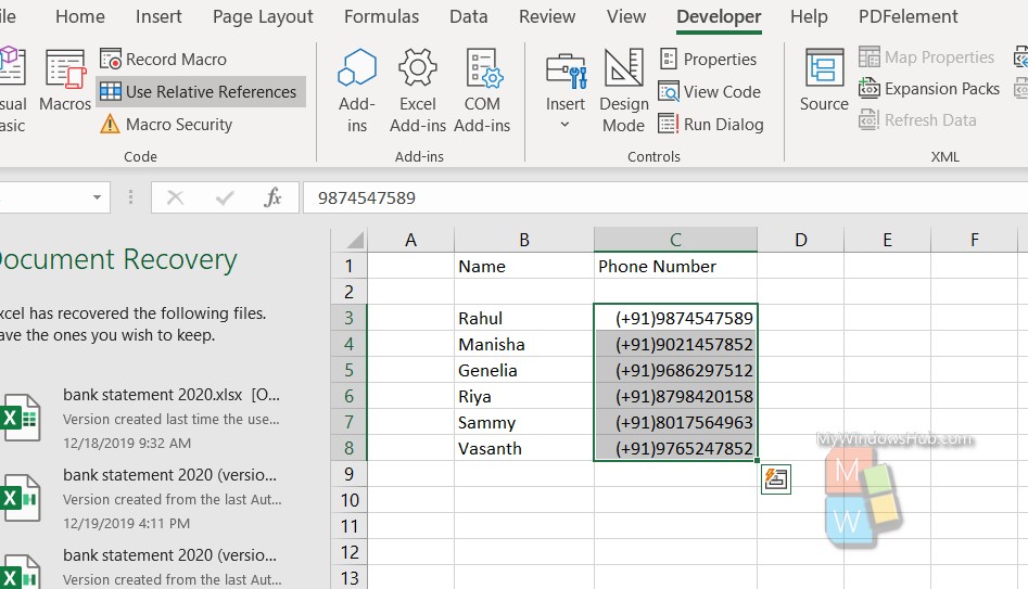 To Change Phone Number Formatting Of Phone Numbers In An Excel Sheet Using VBA Macro