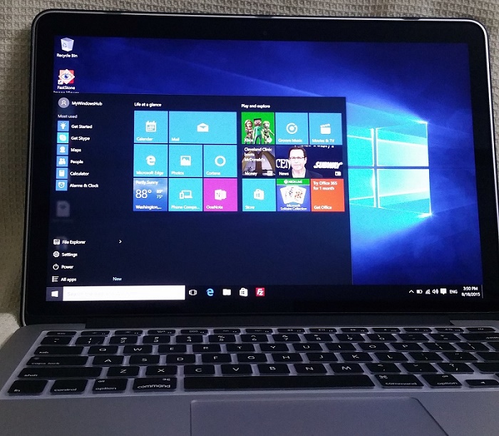 windows 10 on mac book