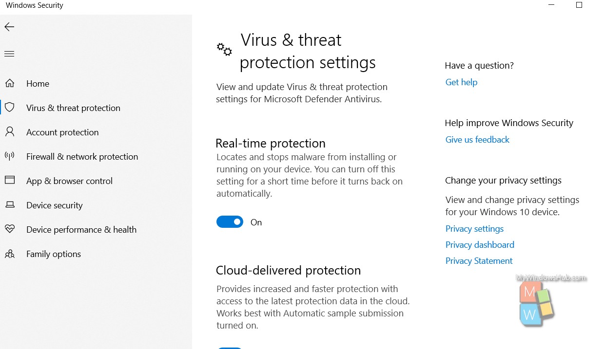 Turn ON/OFF Real-time Protection for Microsoft Defender On Windows 10