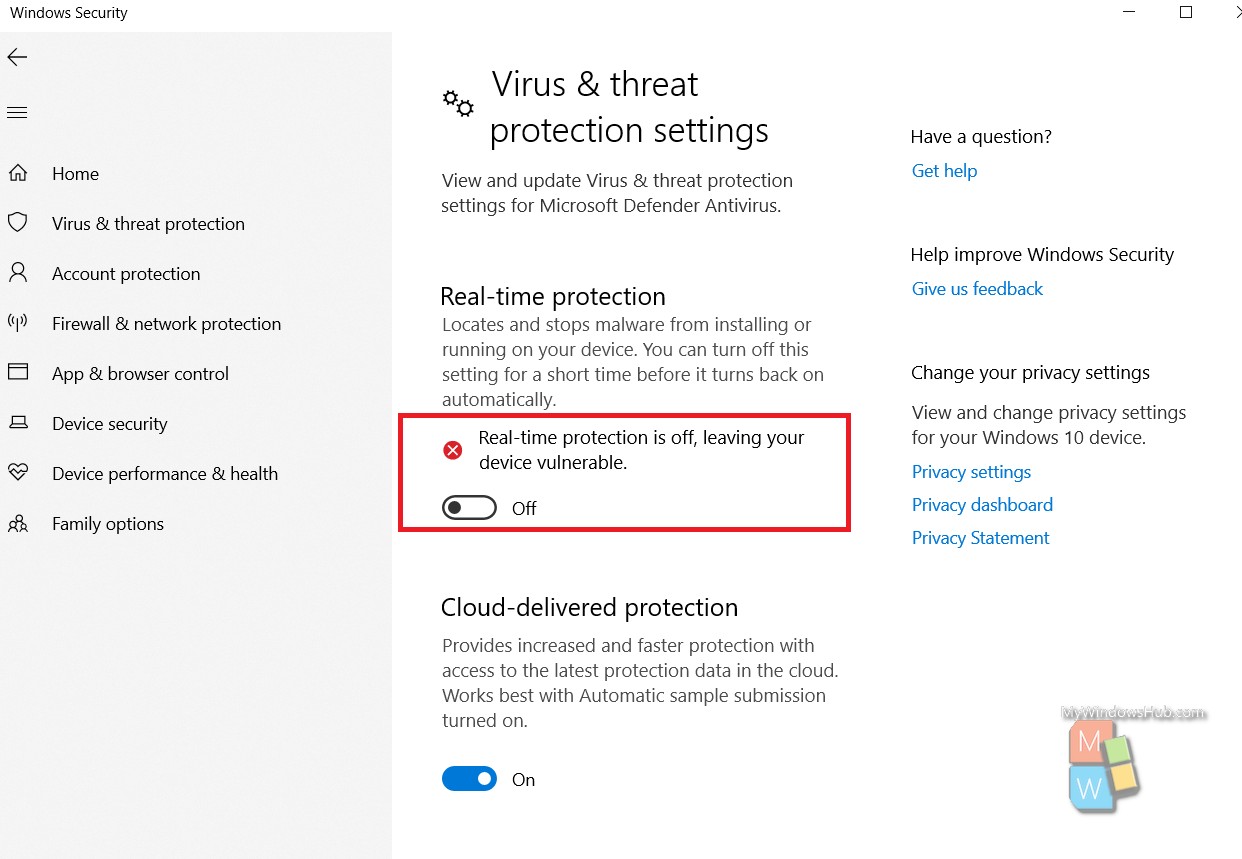 turning off windows defender windows 10