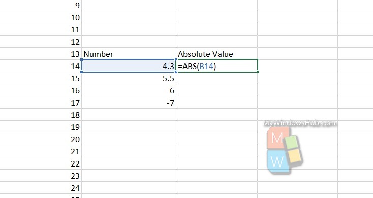 abs function in excel