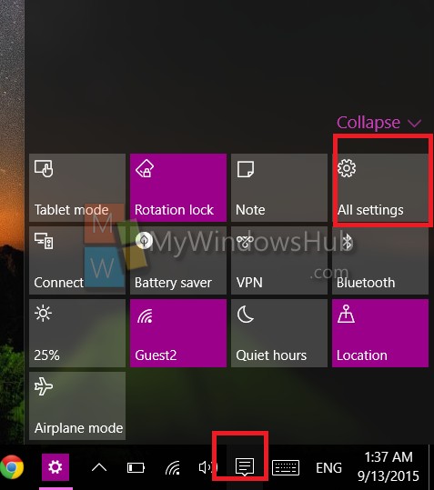 all settings windows 10