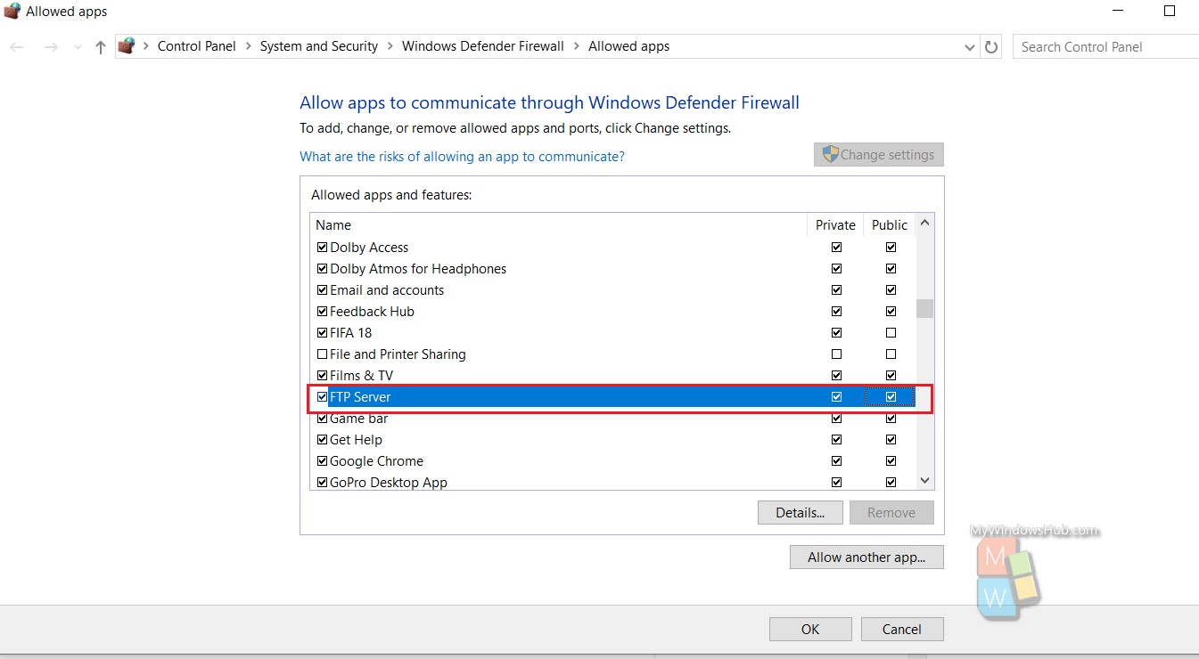 windows 10 firewall settings open any file