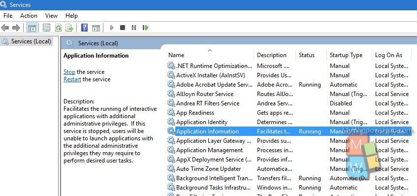 How to Restart Application Information Service in Windows 10? | MWH