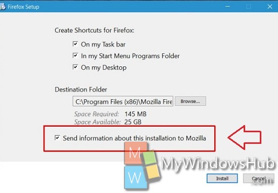 How to prevent Mozilla Firefox Browser from collecting information about a New Installation