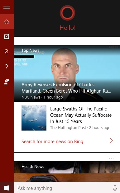 Integrated Search Experience in Windows 10 no longer supports Google search from Cortana