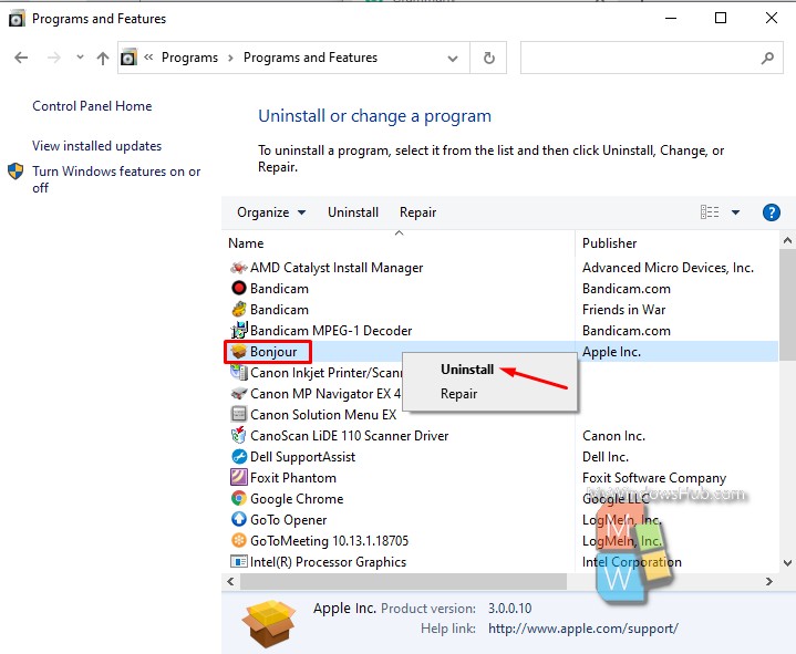 How to Disable Bonjour Service on Windows 10