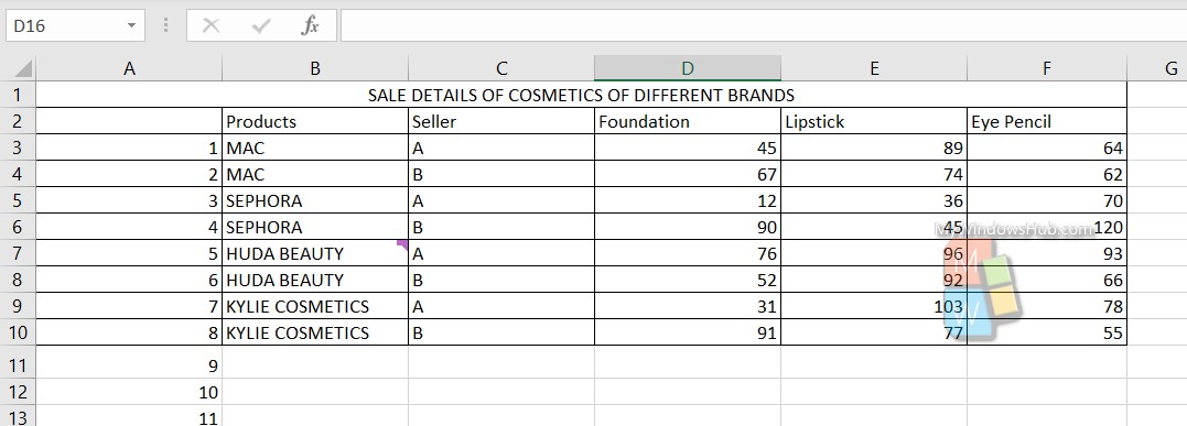 selecty rows and columns