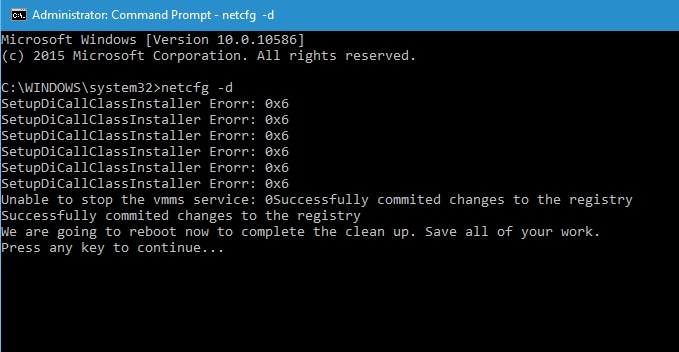 full network reset windows 10 cmd