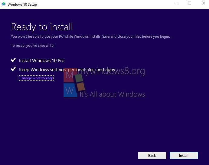 Check what files to keep Windows 10 upgrade