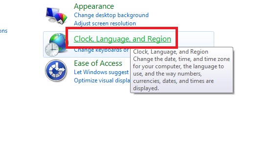 clock language and region 