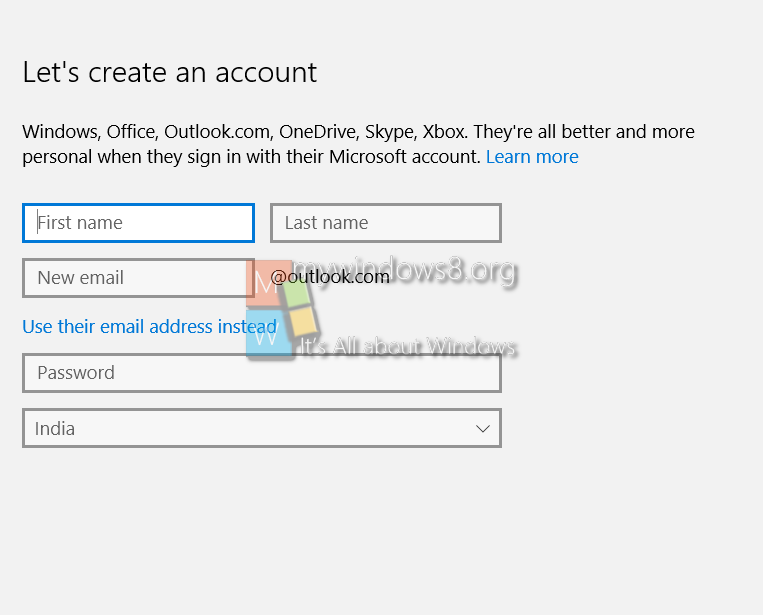 Create account