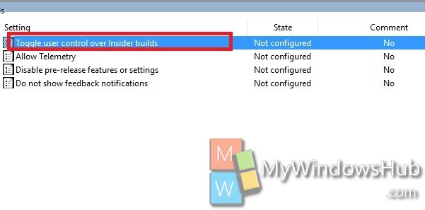 user control over insider builds