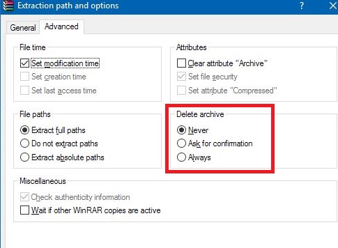 How To Set WinRAR To Automatically Delete An Archive After Extracting It