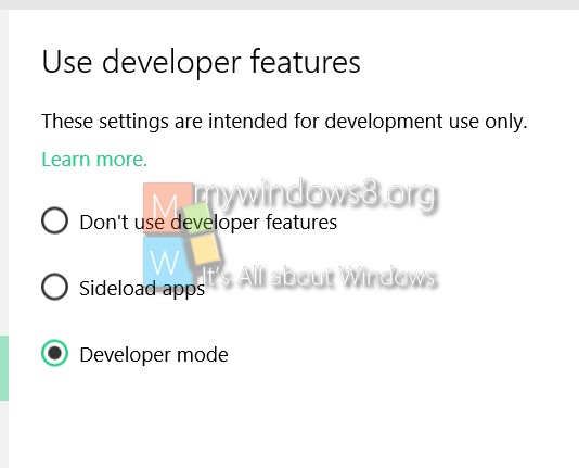 Developer Mode turned on