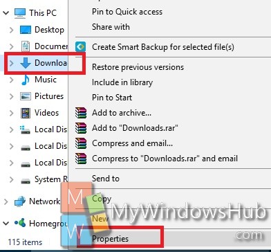 change default download folder