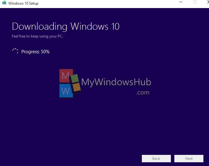 Downloading Windows 10