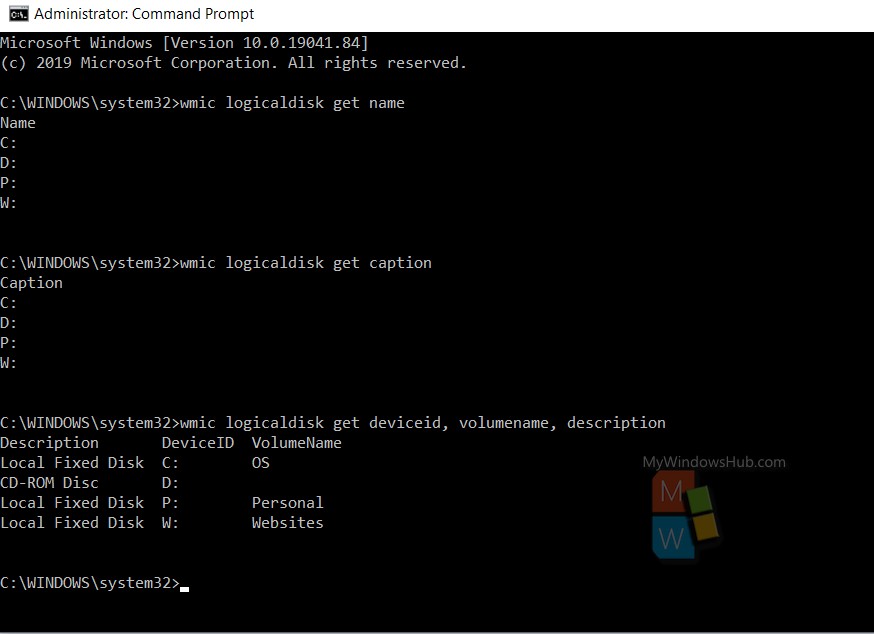 How To List Hard Drives using Command Prompt in Windows 10