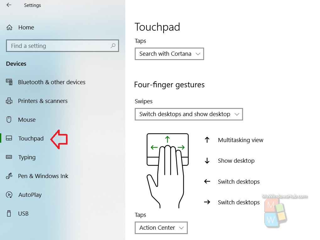 turn off touchpad tapping windows 10