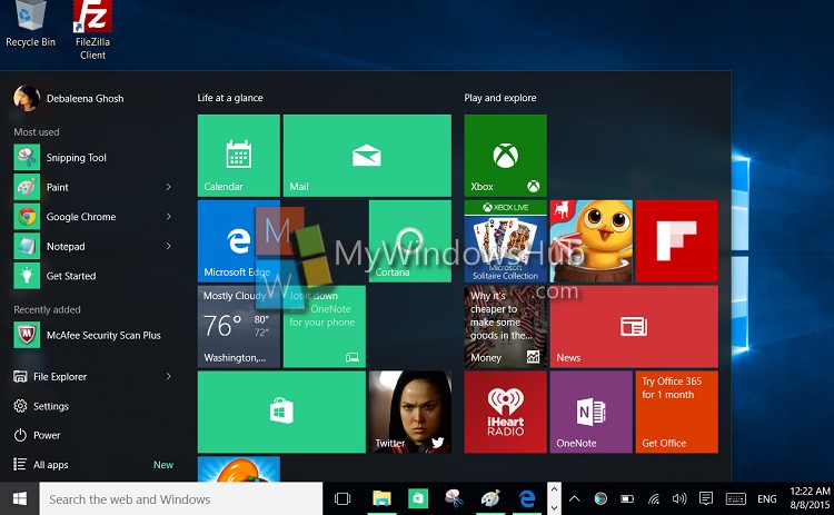 Full screen not turned on for Start Menu