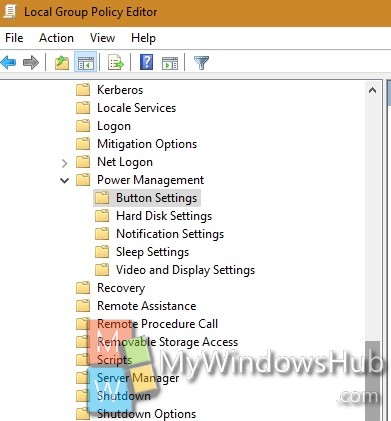 local group policy editor power settings