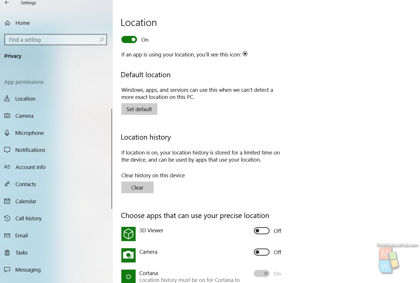 location history windows 10