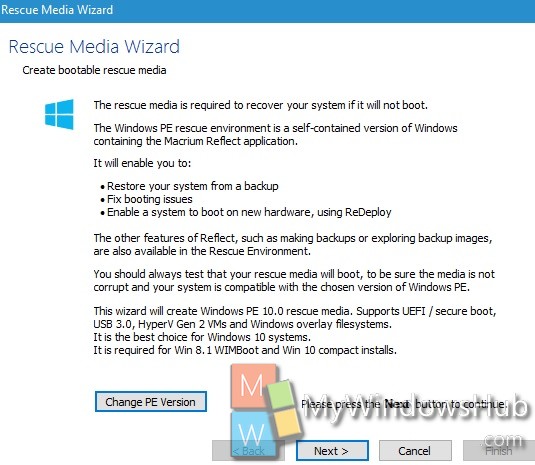 macrium reflect 7 backup up to an usb drive