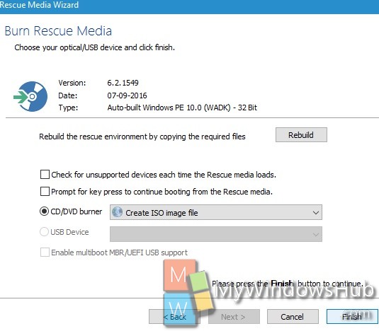 macrium reflect rescue media usb format fat 32