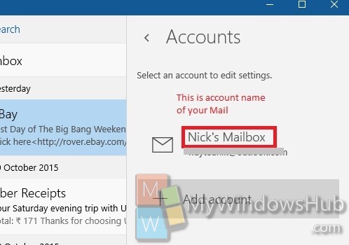 Mail account name