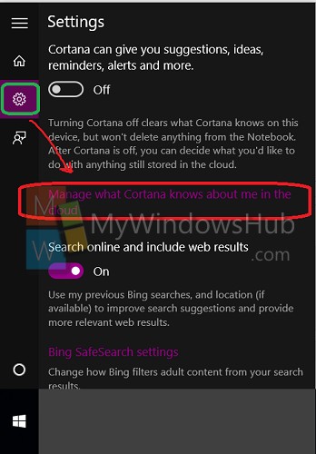 Manage What Cortana knows about me in the cloud