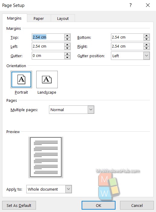 margin dimensions