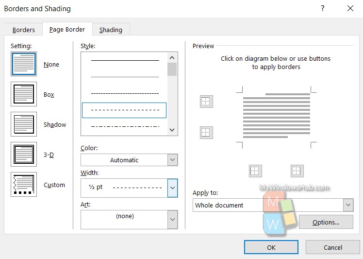 document borders for word