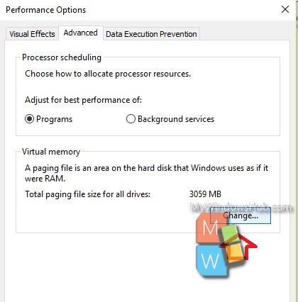 change virtual memory options