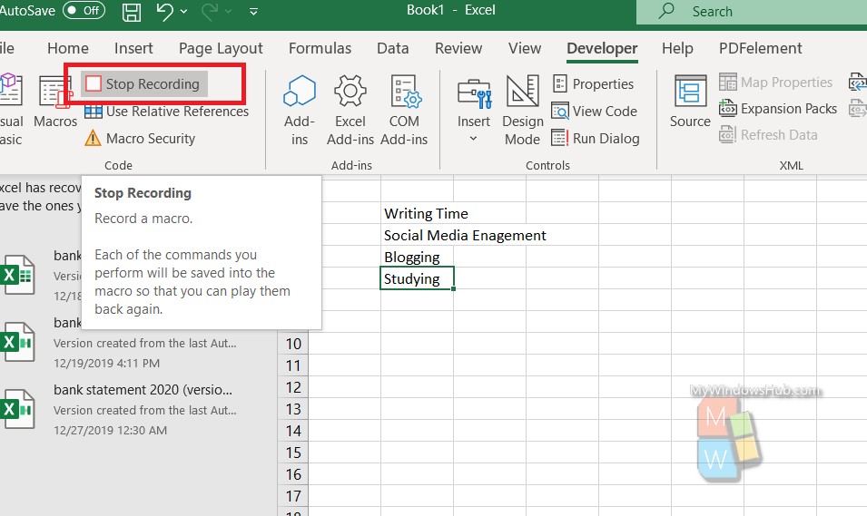 excel macro recorder