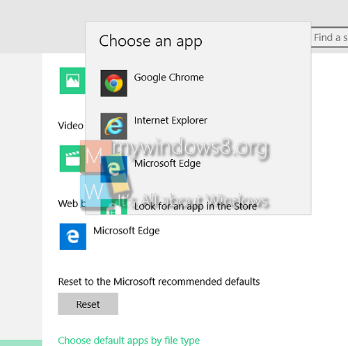 Select Default browser