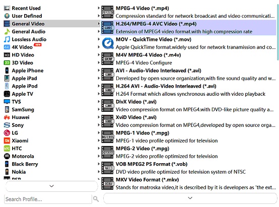 Select Output Format