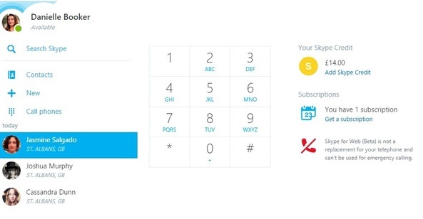 Skype for Web now allows users to call non-Skype mobile and landlines