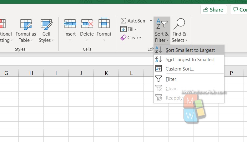 how to sort data in an ms excel worksheet