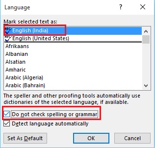 How to Disable Spelling & Grammar Check For A Paragraph In MS Word