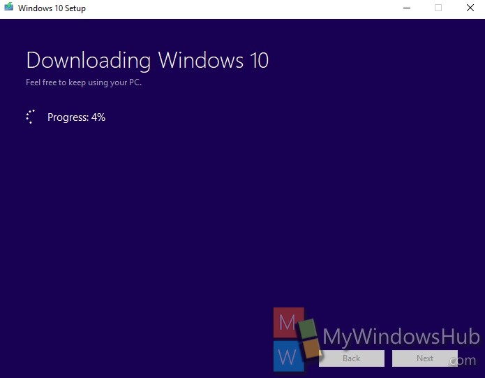 Start Downloading Windows 10