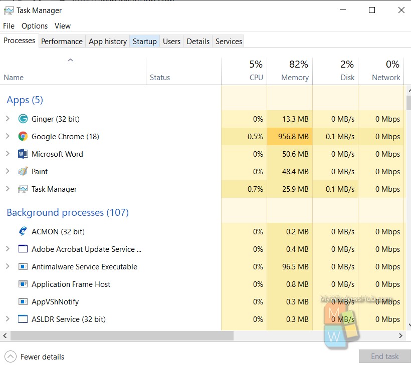 windows 10 view programs running on startup