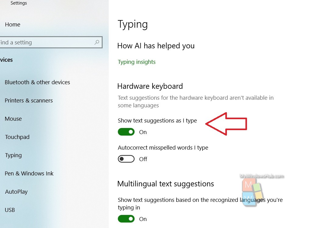 How To Turn On Text Suggestions While Typing In Windows 10